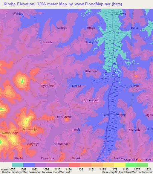 Kireba,Uganda Elevation Map