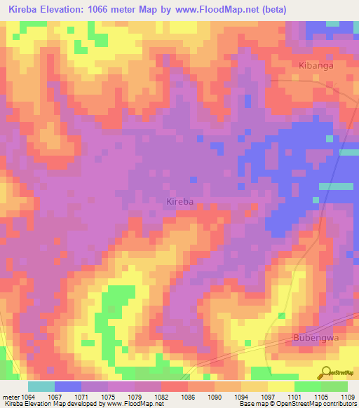 Kireba,Uganda Elevation Map