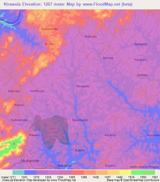 Kirawula,Uganda Elevation Map