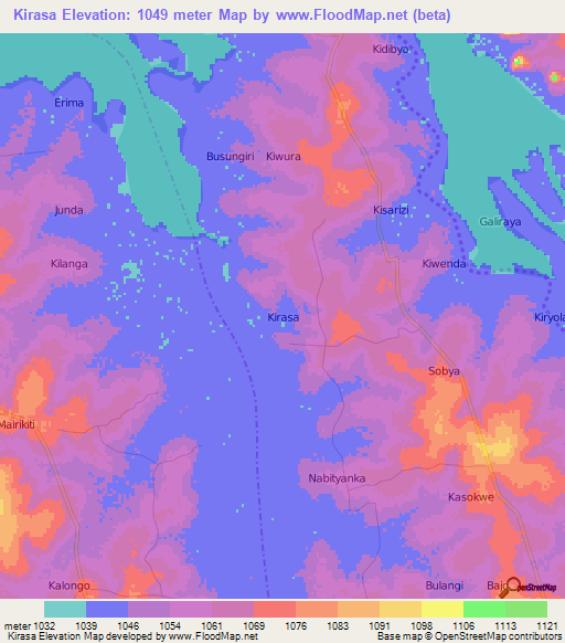Kirasa,Uganda Elevation Map