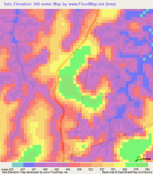 Selo,Congo (Kinshasa) Elevation Map