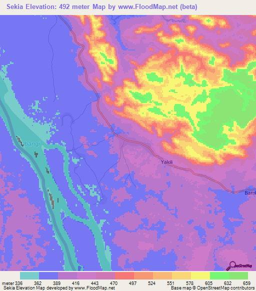 Sekia,Congo (Kinshasa) Elevation Map