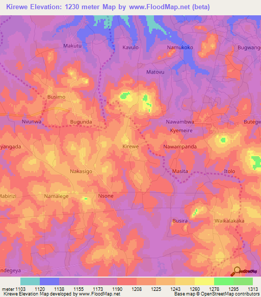 Kirewe,Uganda Elevation Map