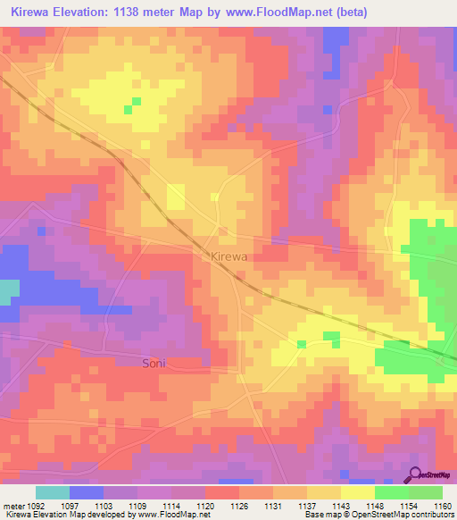 Kirewa,Uganda Elevation Map