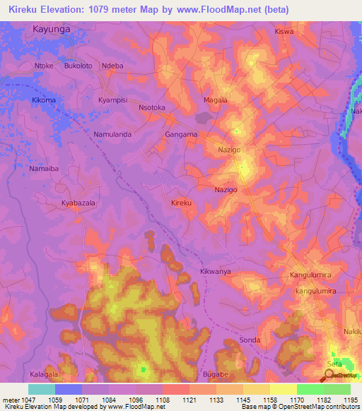 Kireku,Uganda Elevation Map