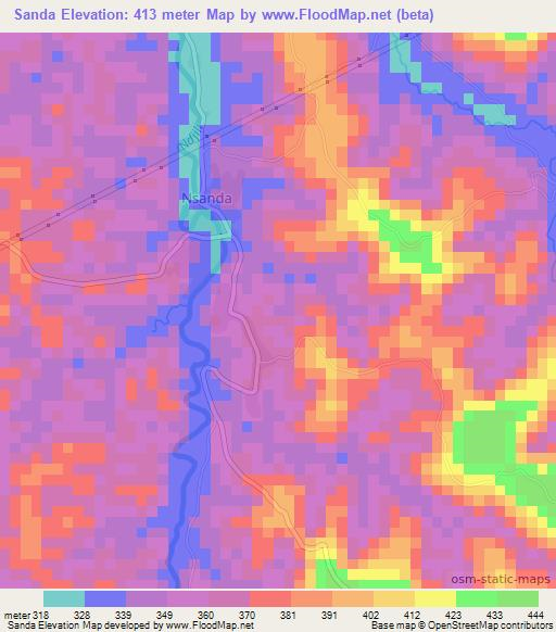Sanda,Congo (Kinshasa) Elevation Map