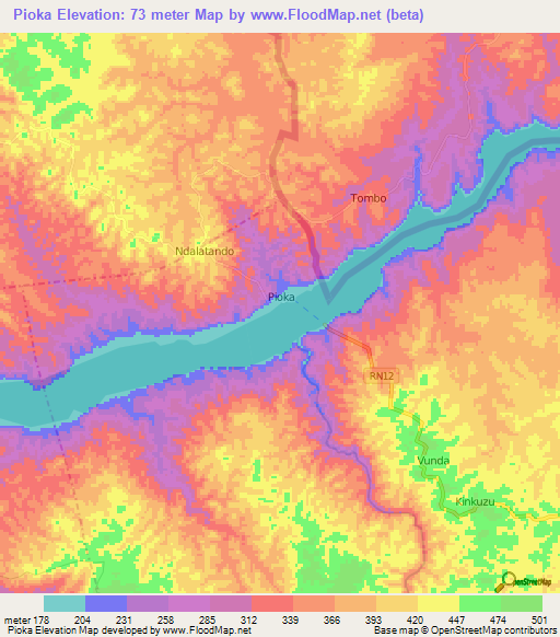 Pioka,Congo (Kinshasa) Elevation Map