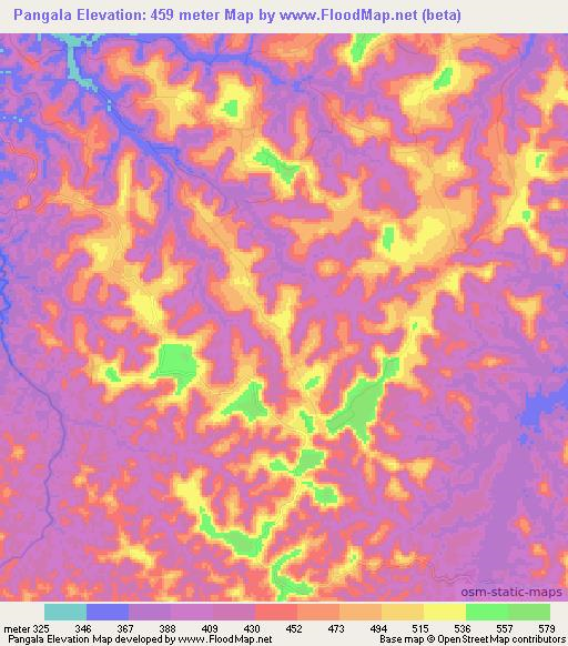 Pangala,Congo (Kinshasa) Elevation Map