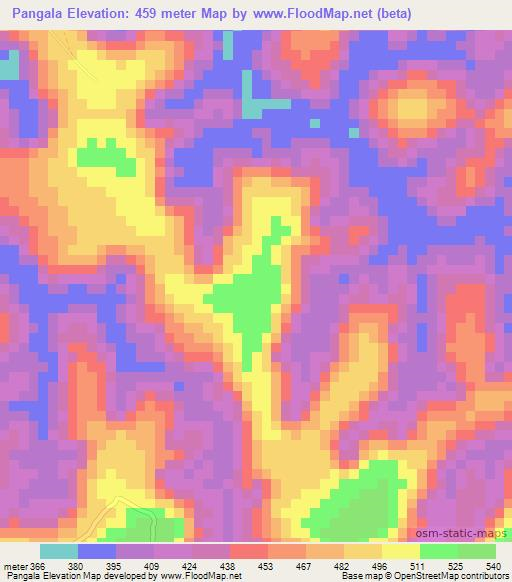 Pangala,Congo (Kinshasa) Elevation Map