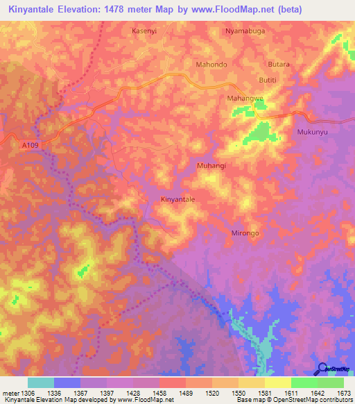 Kinyantale,Uganda Elevation Map
