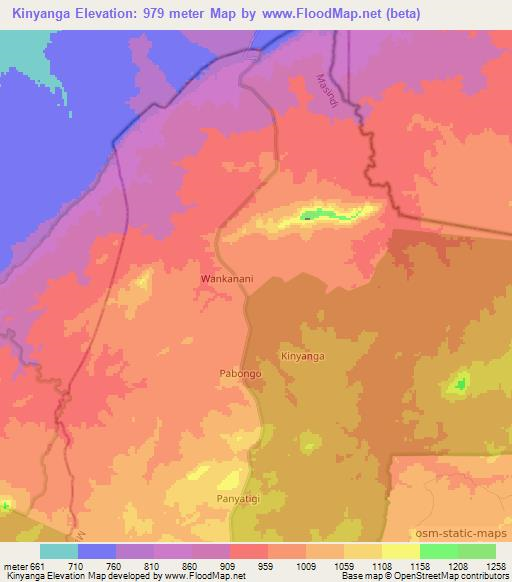 Kinyanga,Uganda Elevation Map