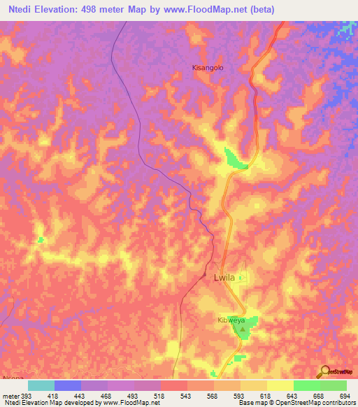 Ntedi,Congo (Kinshasa) Elevation Map