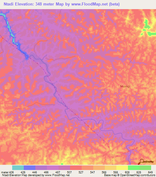 Ntadi,Congo (Kinshasa) Elevation Map