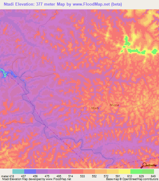 Ntadi,Congo (Kinshasa) Elevation Map