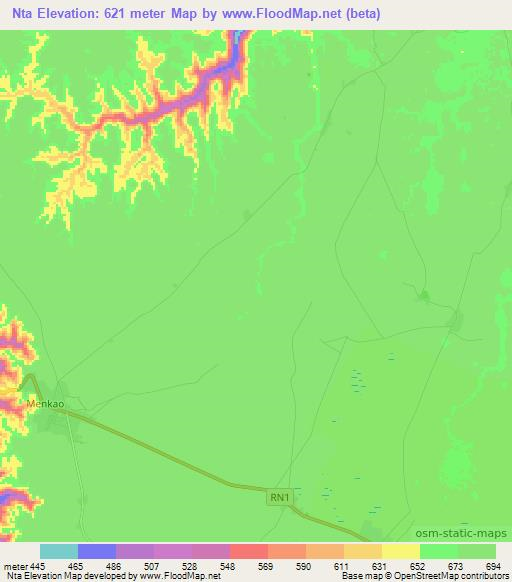 Nta,Congo (Kinshasa) Elevation Map