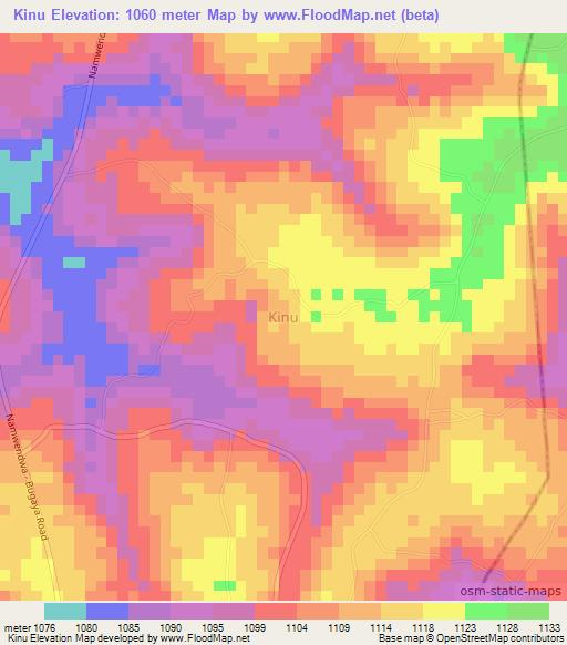 Kinu,Uganda Elevation Map