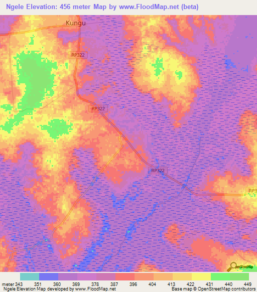 Ngele,Congo (Kinshasa) Elevation Map