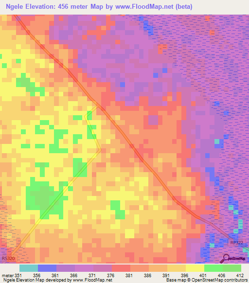 Ngele,Congo (Kinshasa) Elevation Map