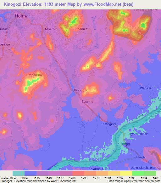 Kinogozi,Uganda Elevation Map