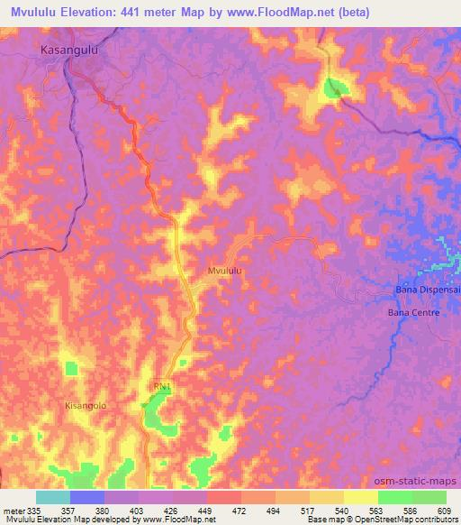 Mvululu,Congo (Kinshasa) Elevation Map