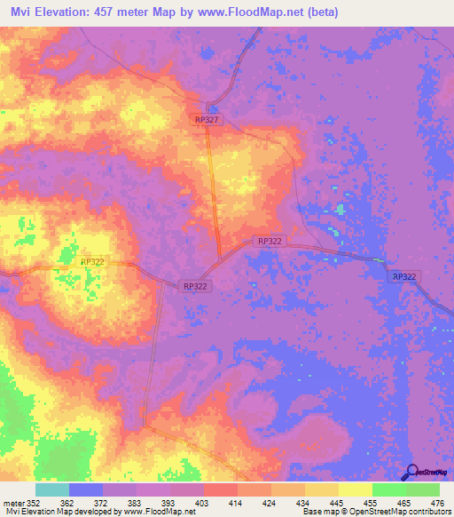 Mvi,Congo (Kinshasa) Elevation Map