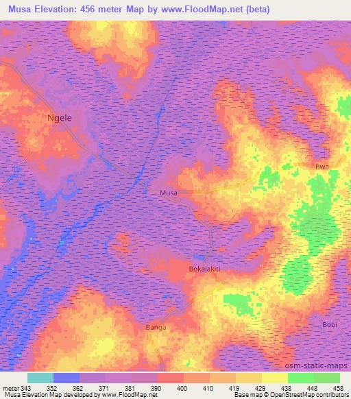Musa,Congo (Kinshasa) Elevation Map