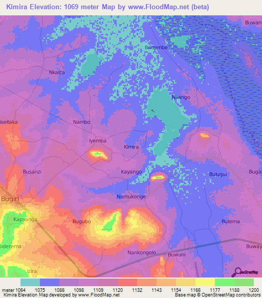 Kimira,Uganda Elevation Map