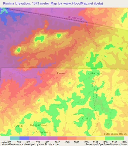 Kimina,Uganda Elevation Map