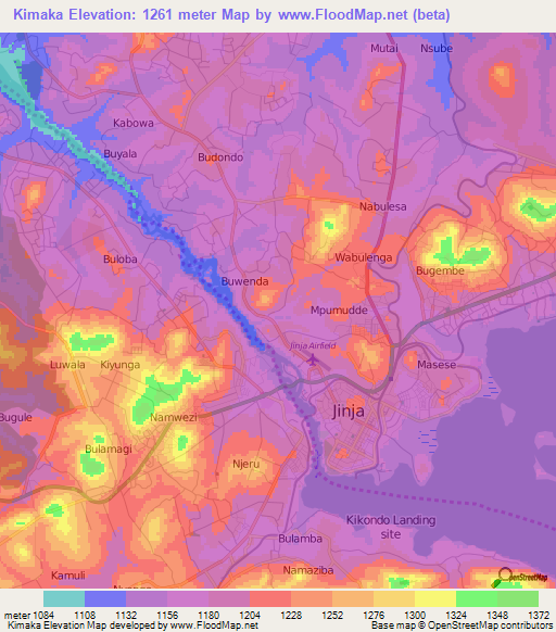 Kimaka,Uganda Elevation Map