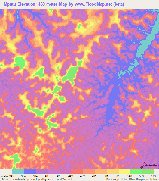 Mputu,Congo (Kinshasa) Elevation Map