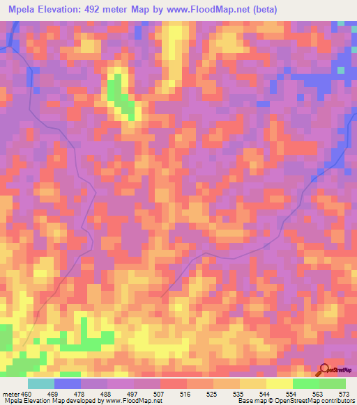 Mpela,Congo (Kinshasa) Elevation Map