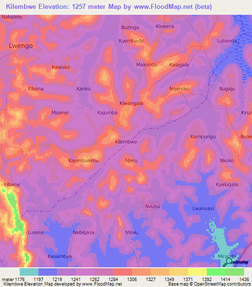 Kilembwe,Uganda Elevation Map