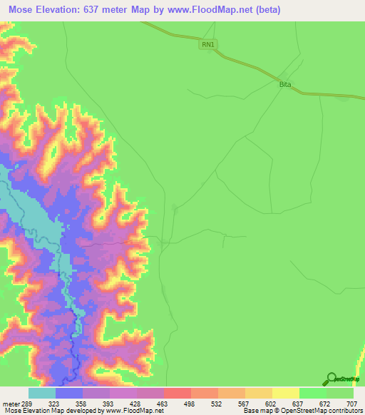 Mose,Congo (Kinshasa) Elevation Map