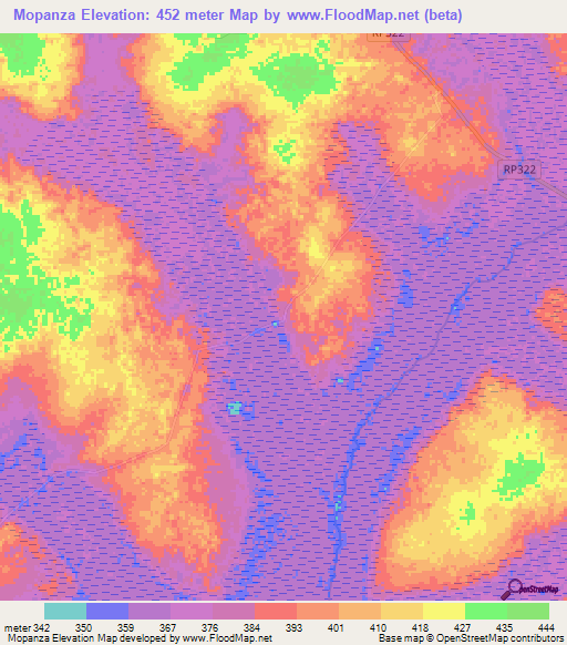 Mopanza,Congo (Kinshasa) Elevation Map