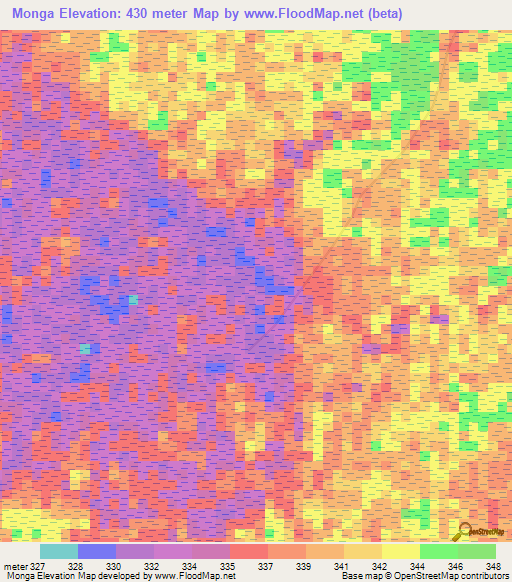 Monga,Congo (Kinshasa) Elevation Map