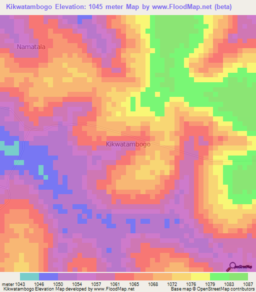 Kikwatambogo,Uganda Elevation Map