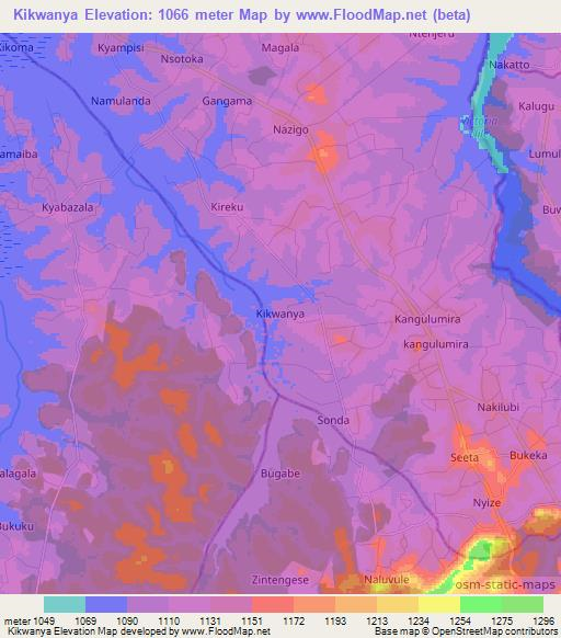 Kikwanya,Uganda Elevation Map
