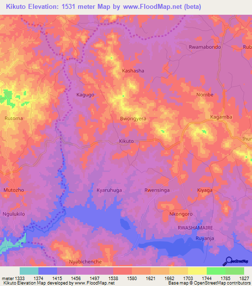 Kikuto,Uganda Elevation Map