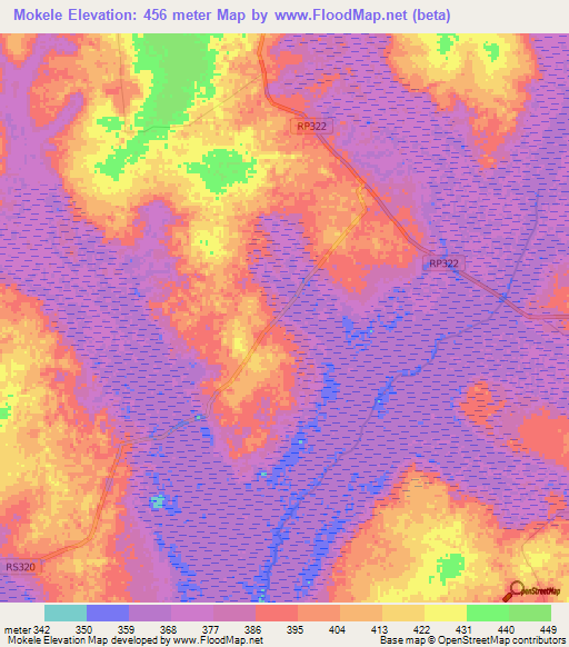 Mokele,Congo (Kinshasa) Elevation Map
