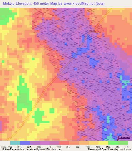 Mokele,Congo (Kinshasa) Elevation Map