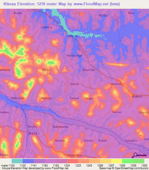 Kikusa,Uganda Elevation Map