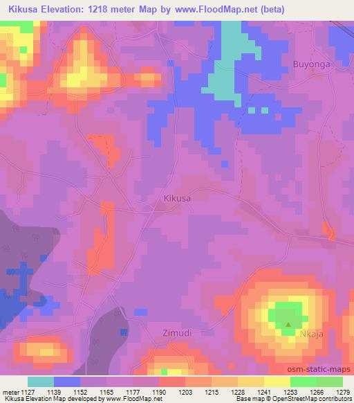 Kikusa,Uganda Elevation Map