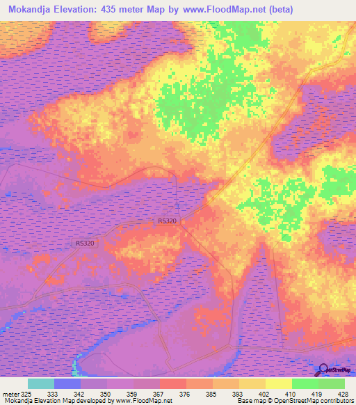 Mokandja,Congo (Kinshasa) Elevation Map