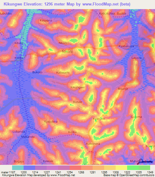 Kikungwe,Uganda Elevation Map