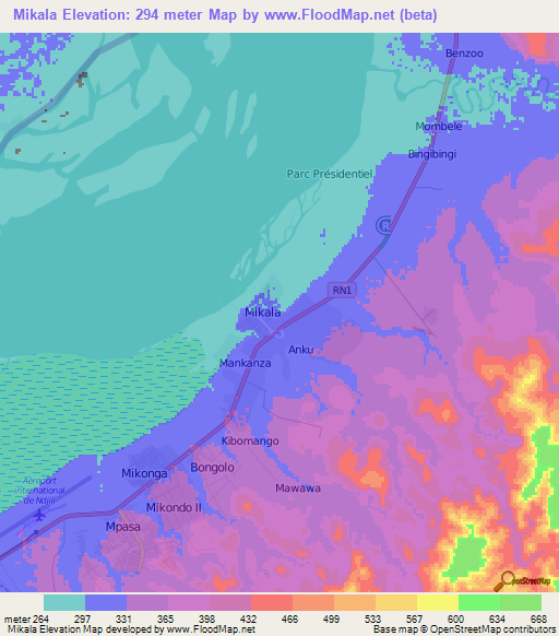 Mikala,Congo (Kinshasa) Elevation Map