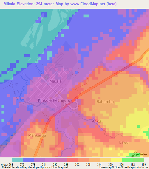 Mikala,Congo (Kinshasa) Elevation Map