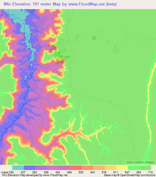 Mfu,Congo (Kinshasa) Elevation Map