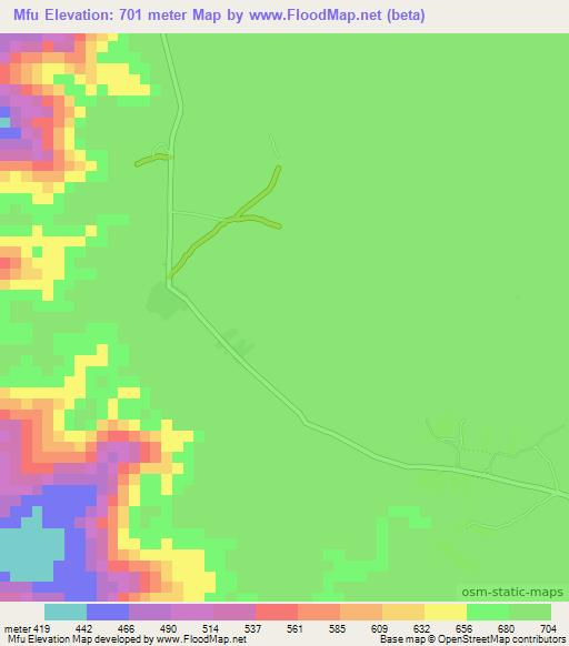 Mfu,Congo (Kinshasa) Elevation Map