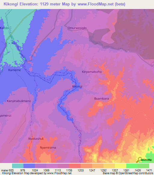 Kikongi,Uganda Elevation Map