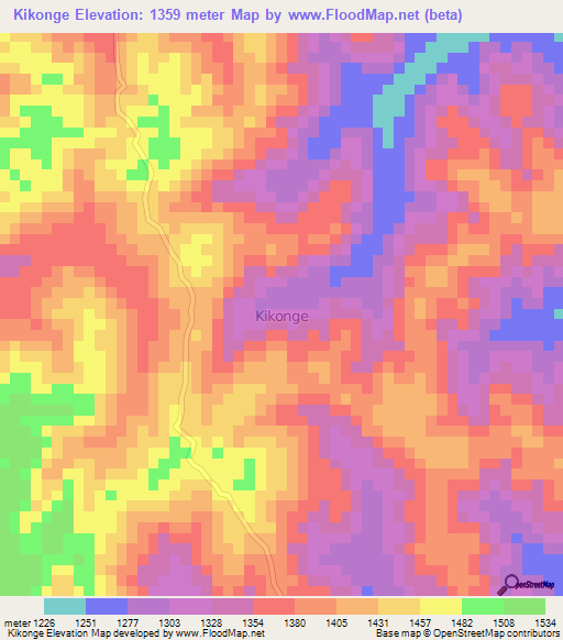 Kikonge,Uganda Elevation Map